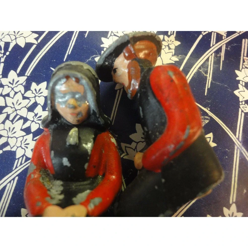 vintage salt‎ & pepper shaker cast iron man woman rocking chairs 4 pieces